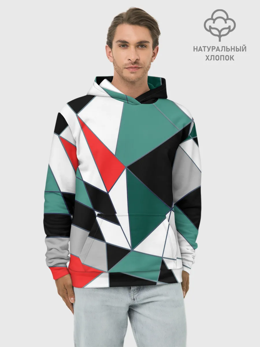 Худи мужской база хлопок / Абстрактный геометрический
