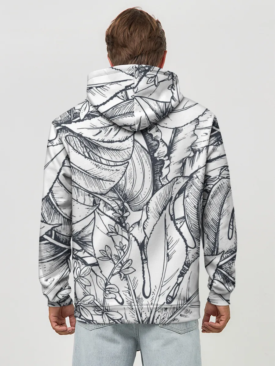 Худи мужской база хлопок / Тропические листья