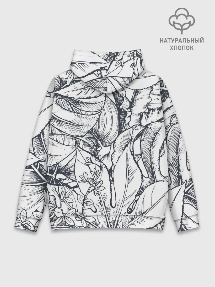Худи мужской база хлопок / Тропические листья