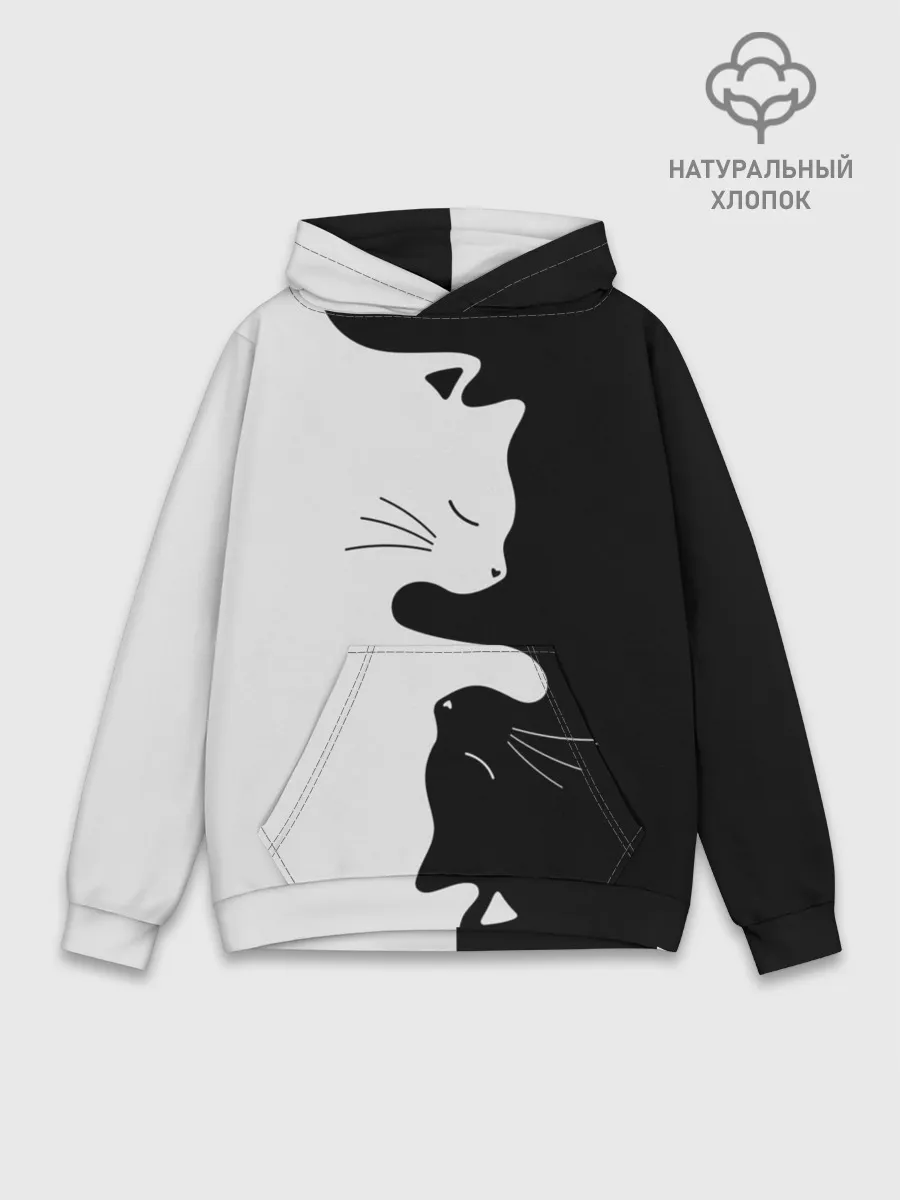 Худи мужской база хлопок / Коты инь янь