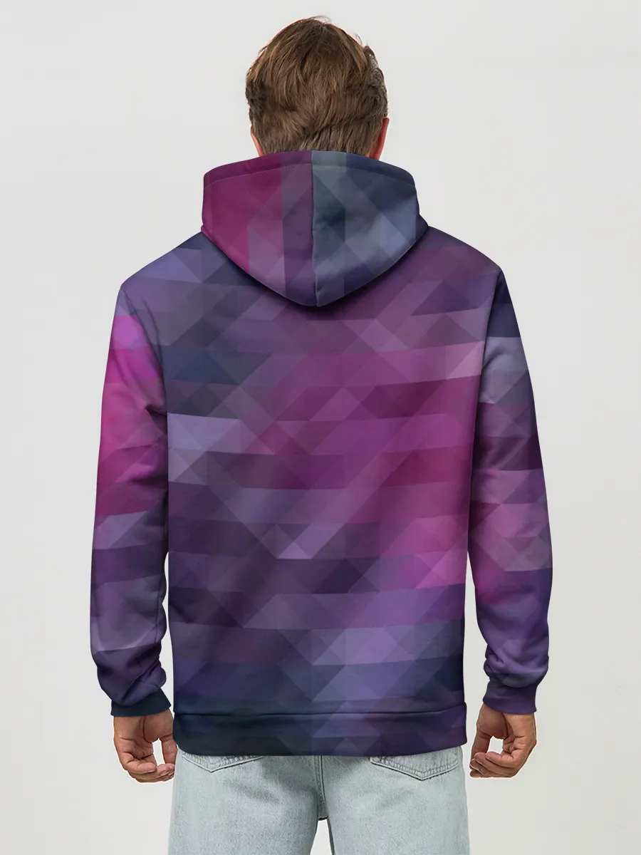 Худи мужской база хлопок / Фиолетово-бордовый узор