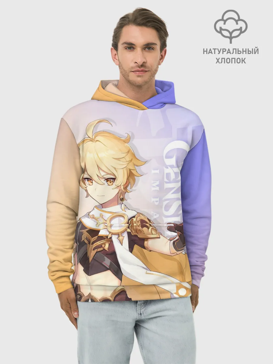Худи мужской база хлопок / Genshin Impact, Путешественник