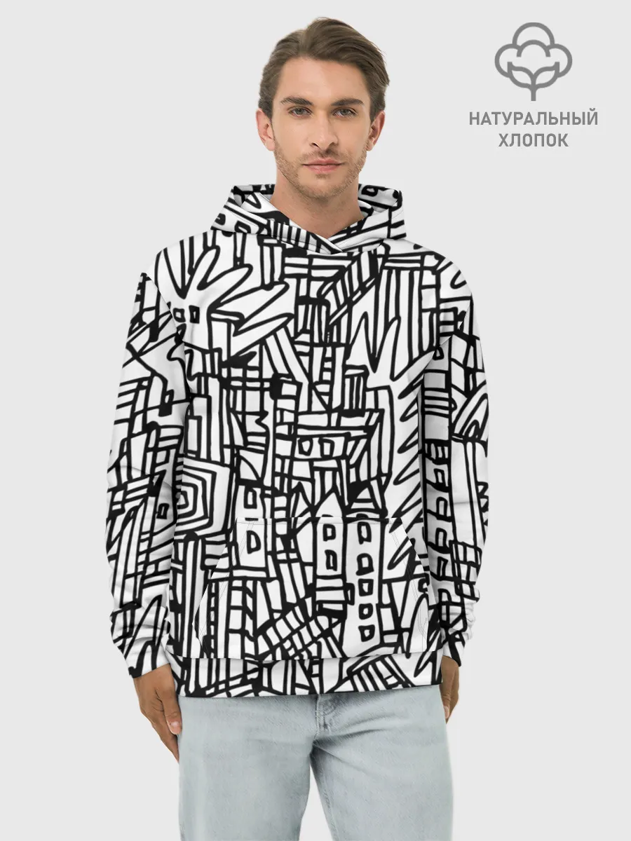 Худи мужской база хлопок / Городской скетч