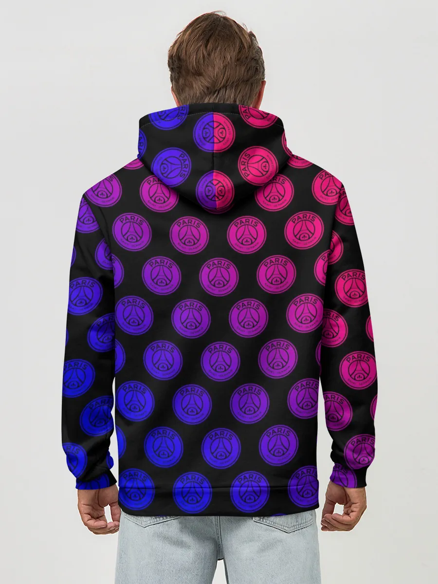 Худи мужской база хлопок / ПСЖ Неон