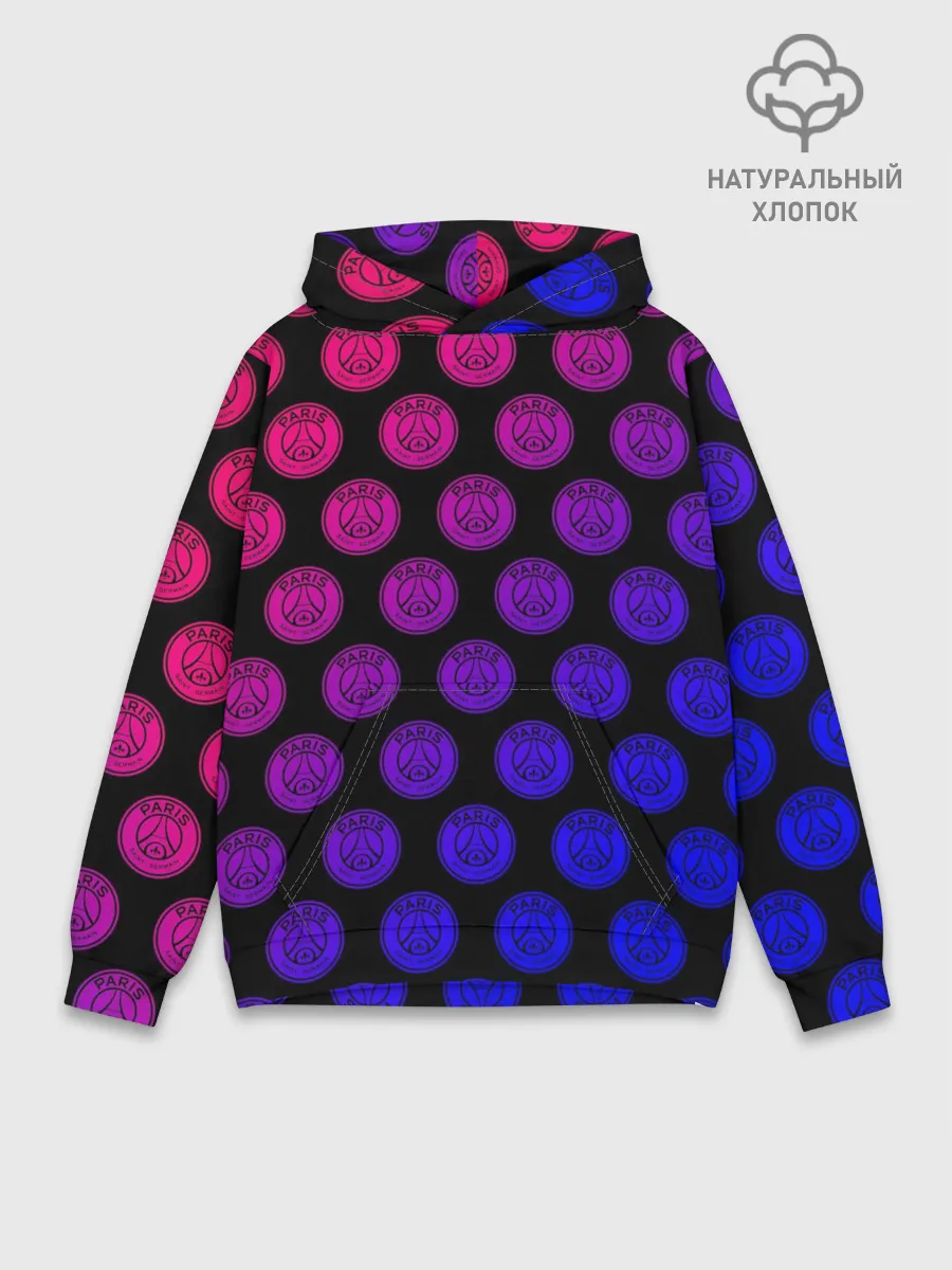 Худи мужской база хлопок / ПСЖ Неон