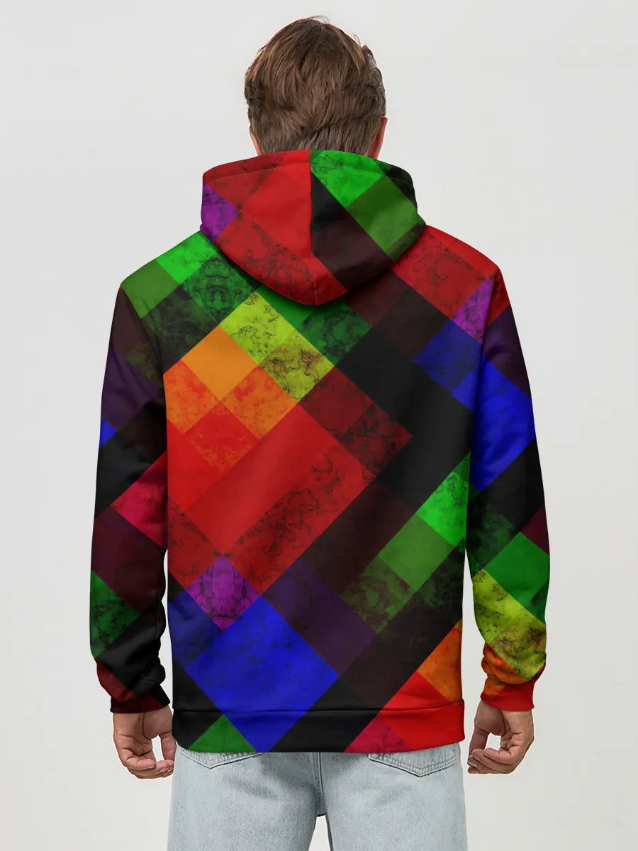 Худи мужской база хлопок / Яркий геометрический узор