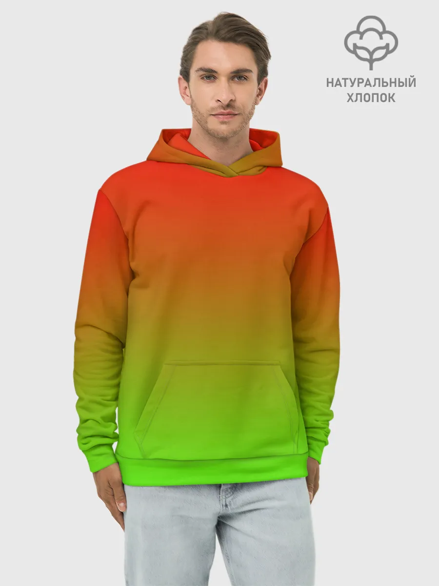 Худи мужской база хлопок / Градиент Яблоко