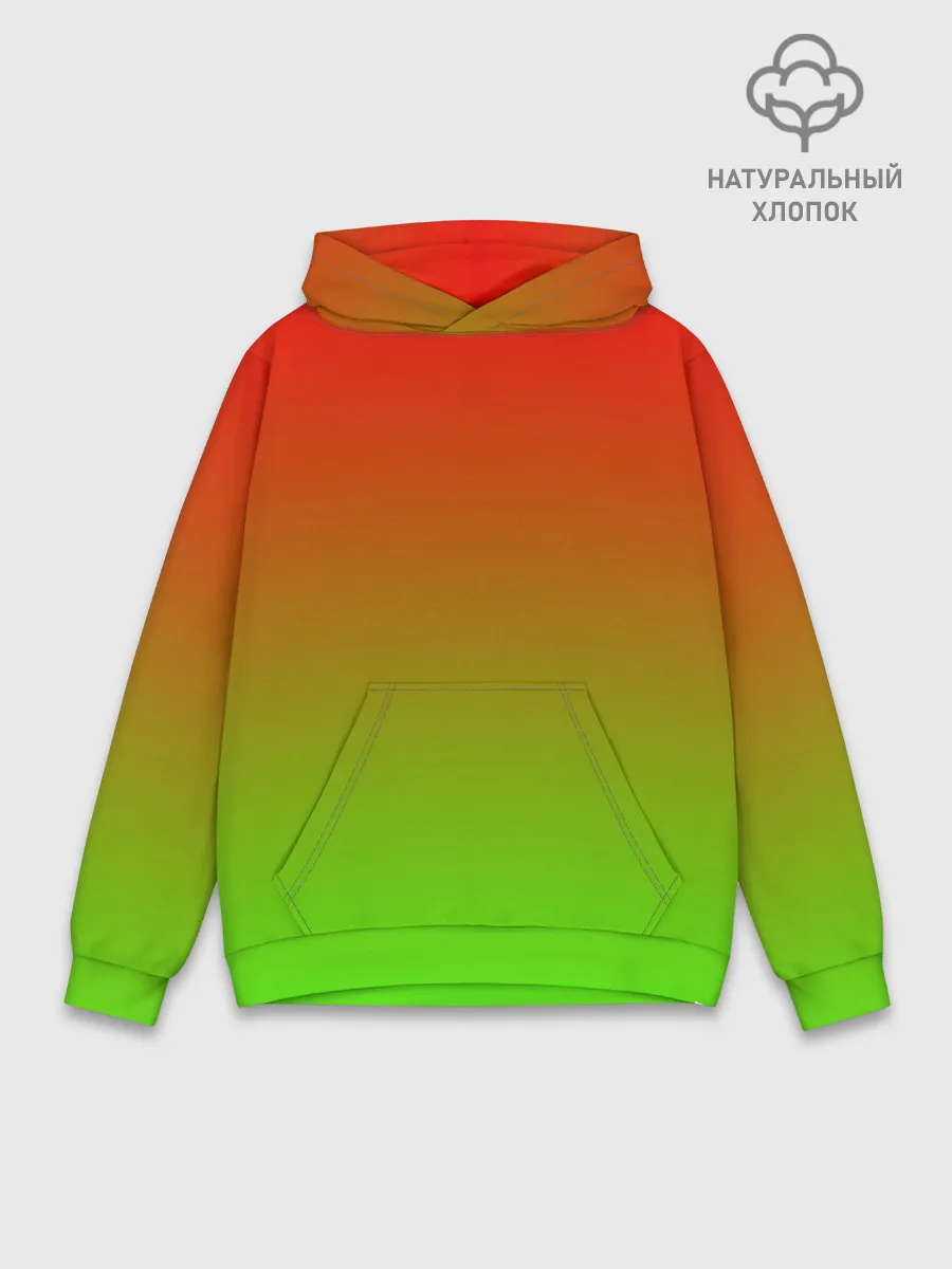 Худи мужской база хлопок / Градиент Яблоко
