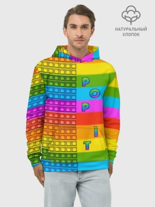 Худи мужской база хлопок / POP it вертикальная надпись