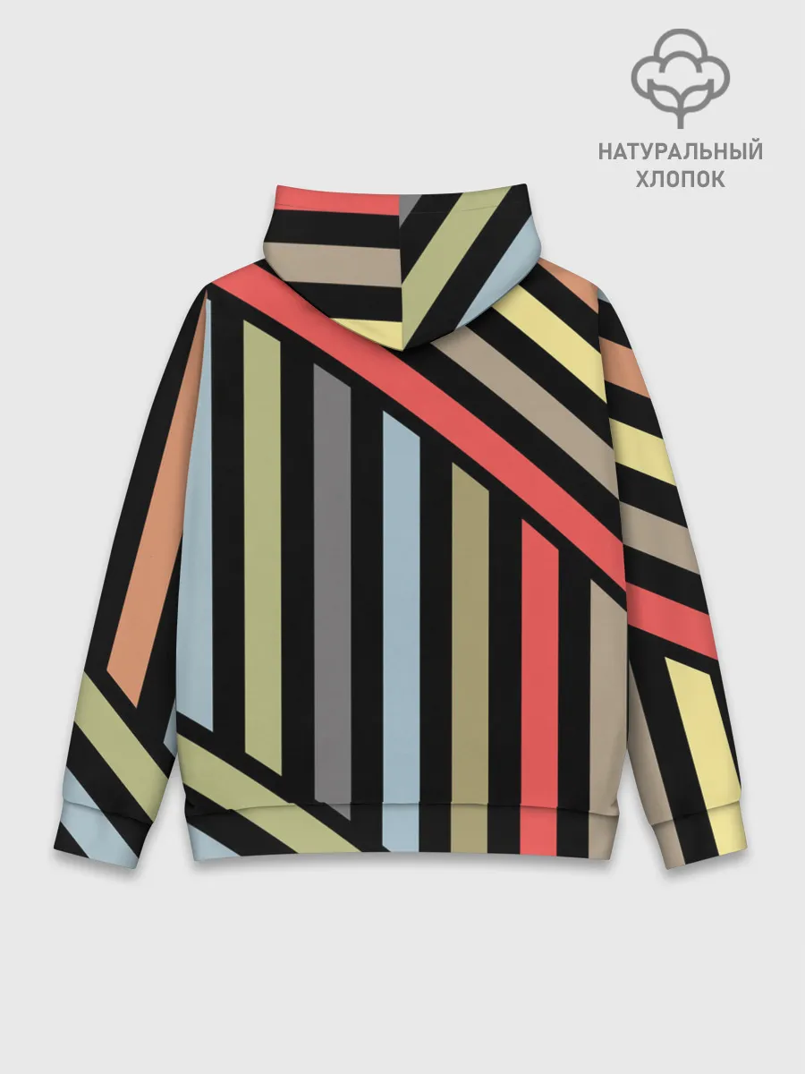 Худи мужской база хлопок / Абстрактный полосатый узор