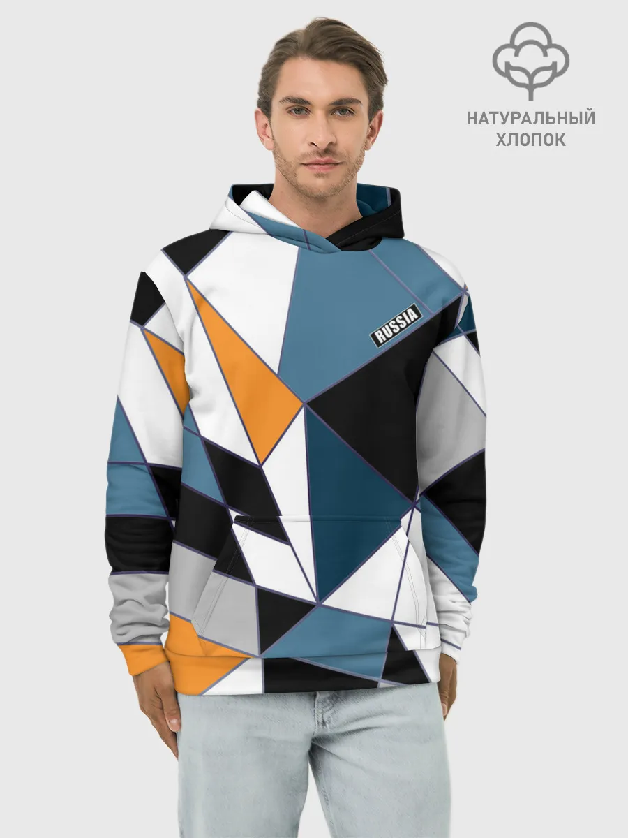 Худи мужской база хлопок / Геометрический узор