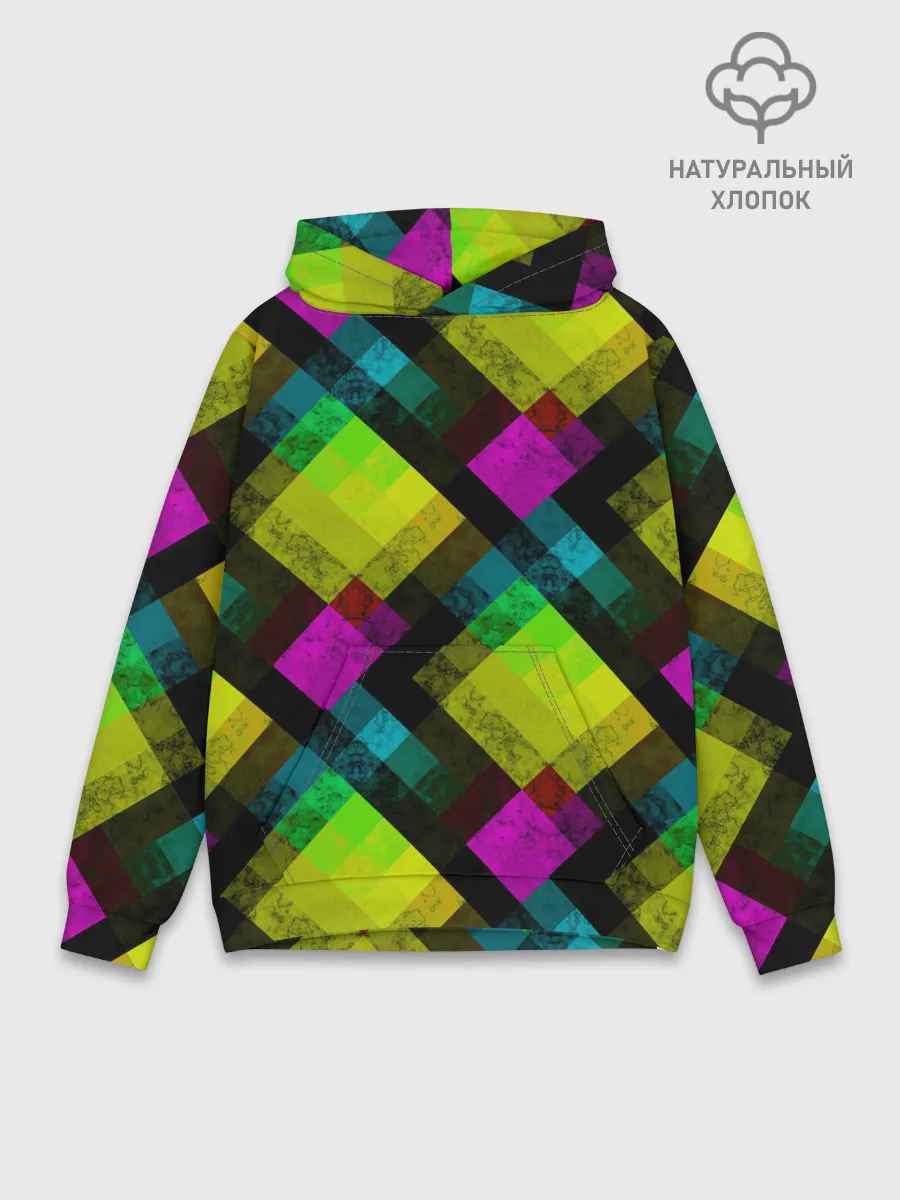 Худи мужской база хлопок / Абстрактный разноцветный узор
