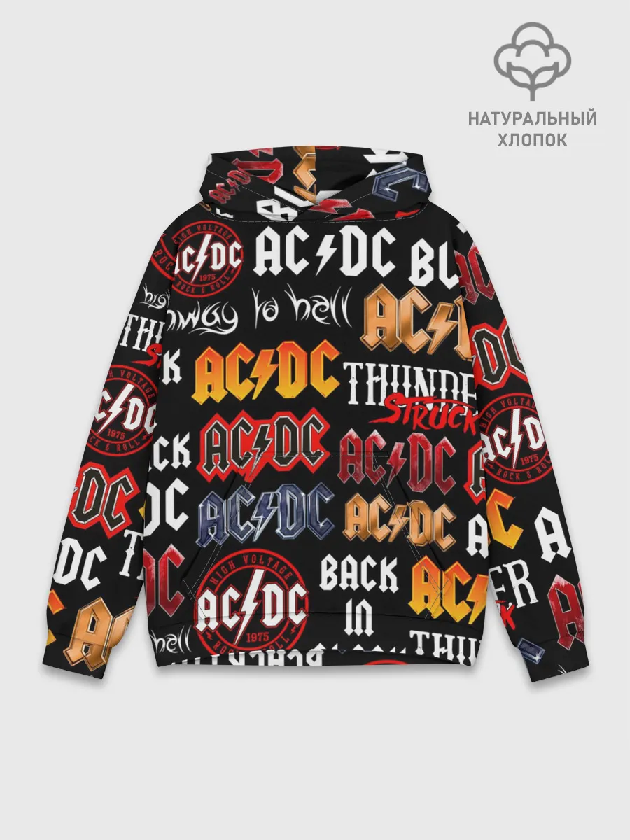 Худи мужской база хлопок / AC DC LOGOBOMBING