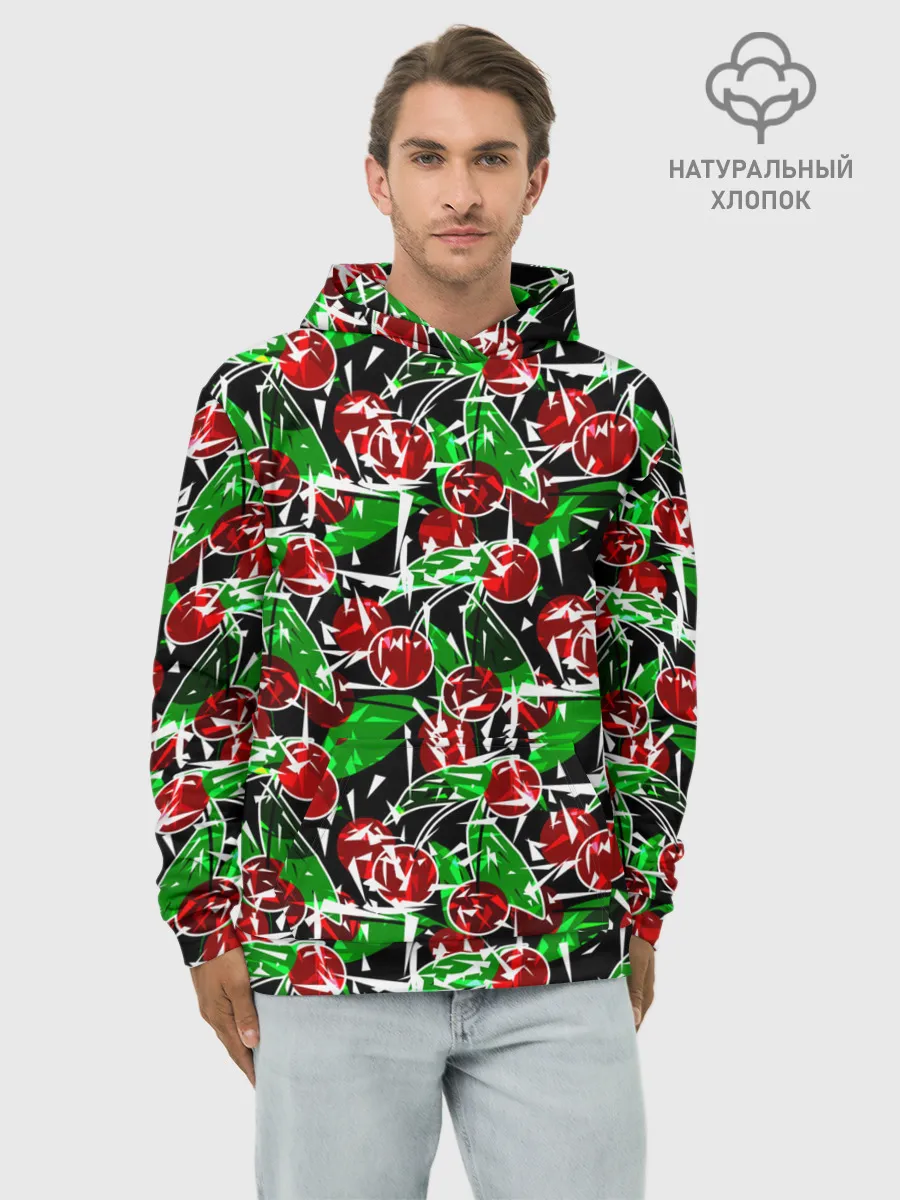 Худи мужской база хлопок / Абстрактный узор спелая вишня