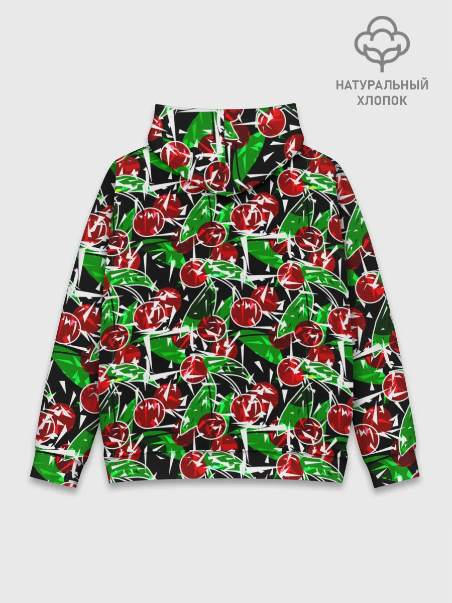 Худи мужской база хлопок / Абстрактный узор спелая вишня