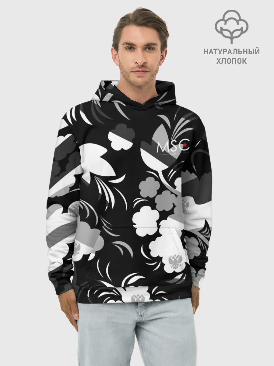 Худи мужской база хлопок / Russia | Камуфляж белый