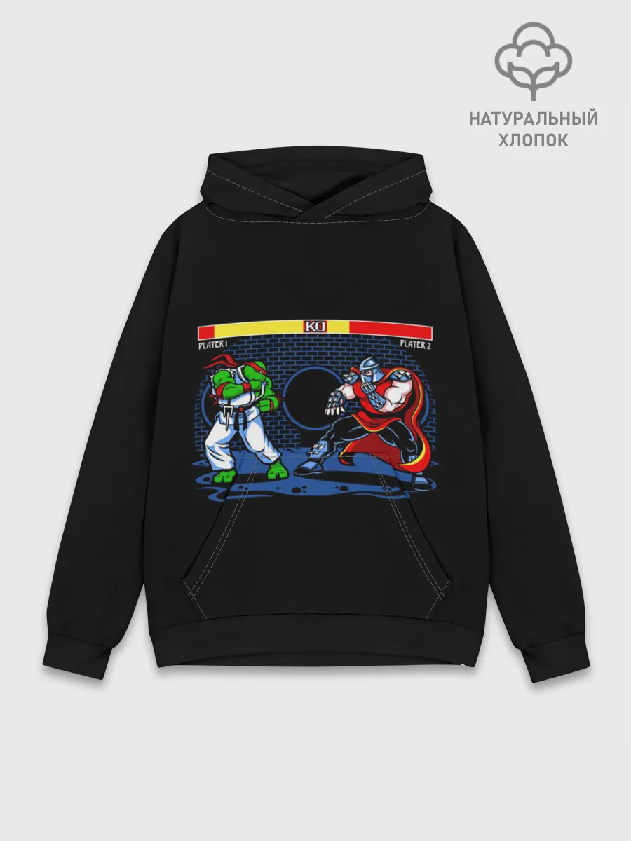 Худи мужской база хлопок / Черепашки 8 бит