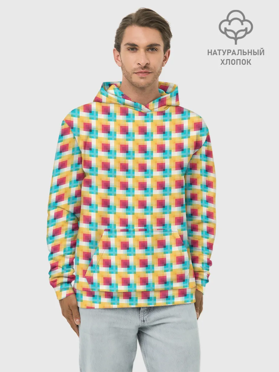 Худи мужской база хлопок / Красочные кубы