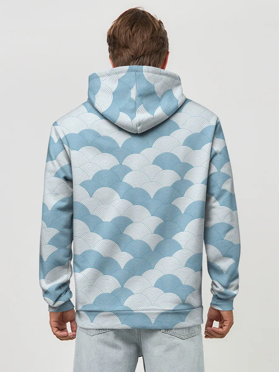 Худи мужской база хлопок / Абстрактные волны
