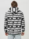 Худи мужской база хлопок / Черно-белый полосатый узор