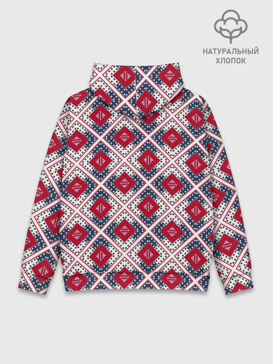 Худи мужской база хлопок / Красно-синий плед -клетка