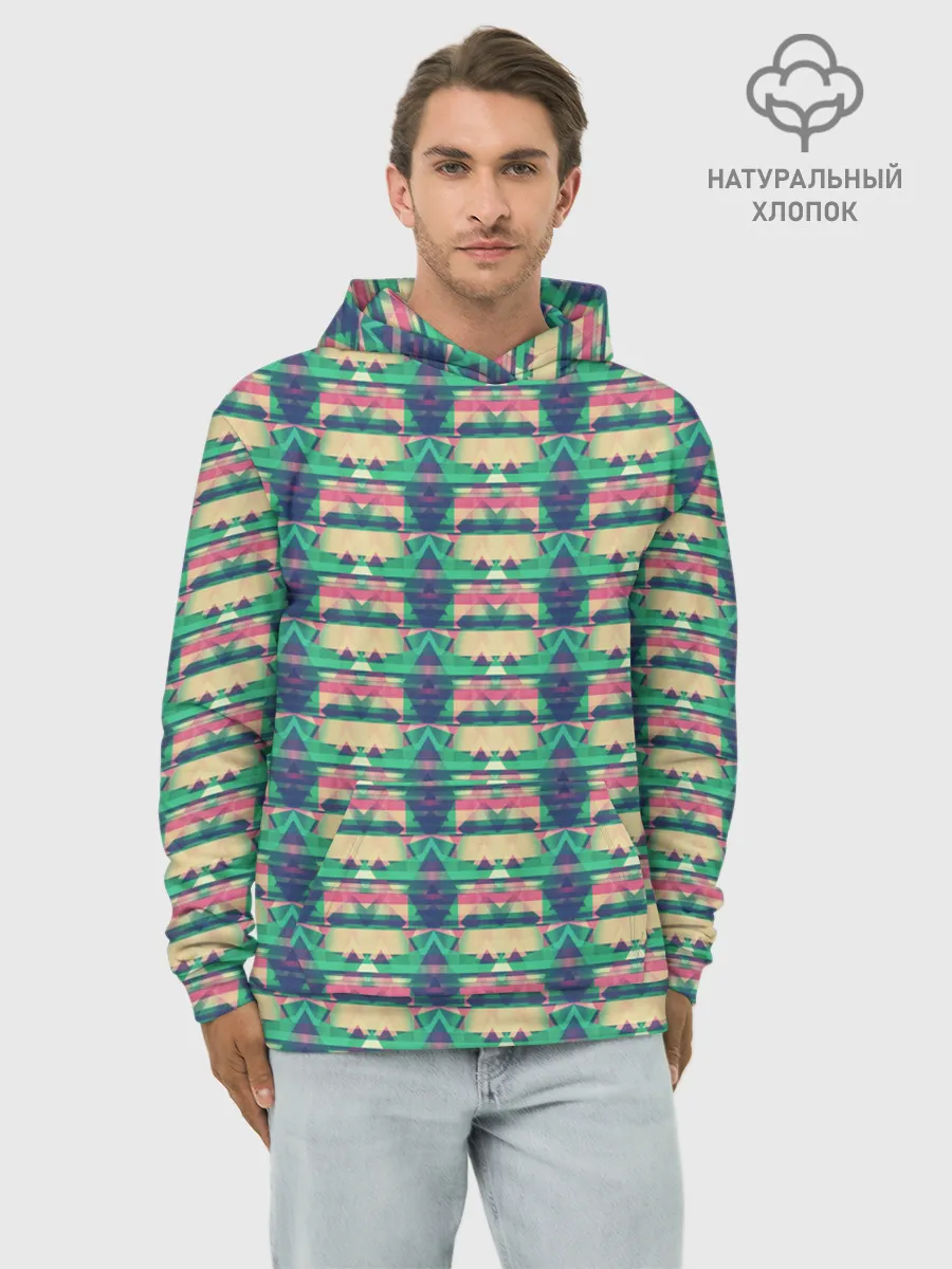 Худи мужской база хлопок / Геометрический глитч