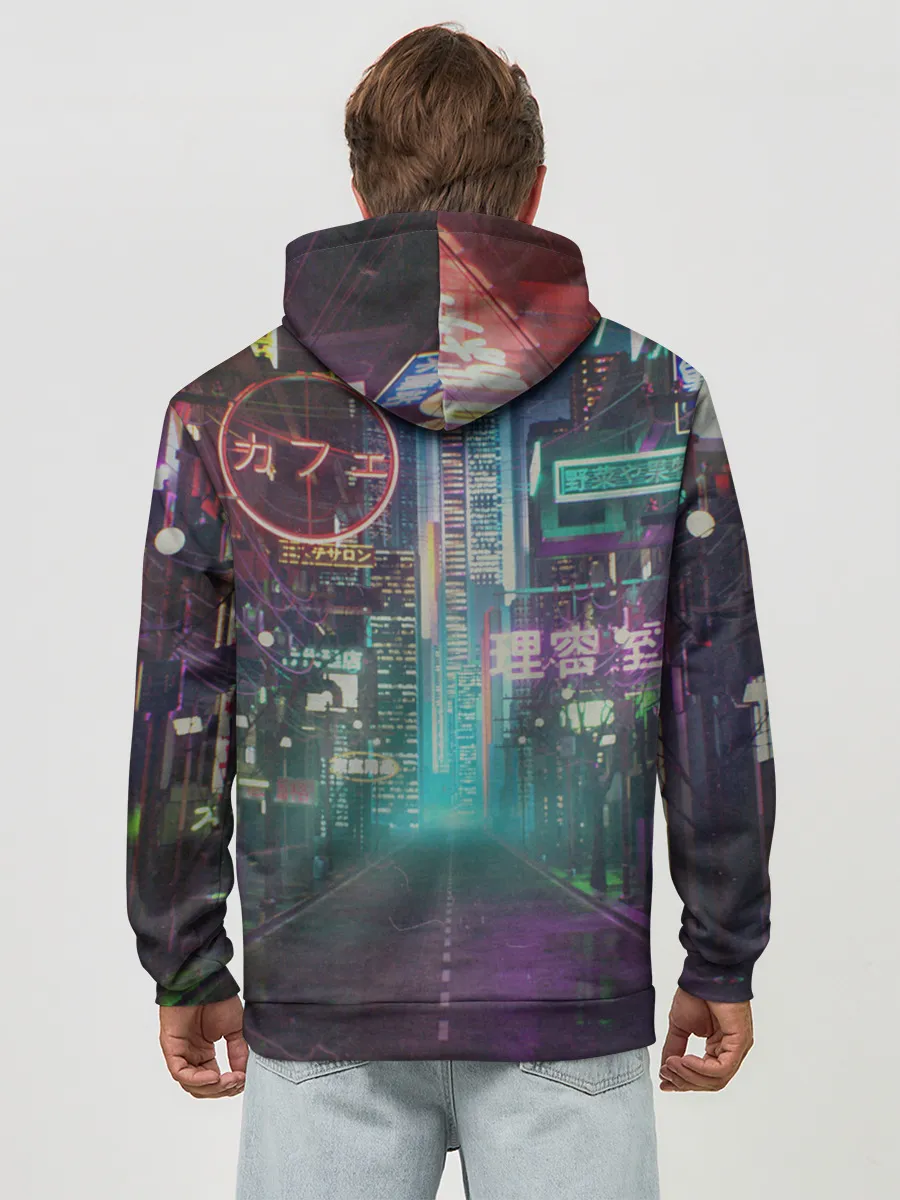 Худи мужской база хлопок / Neon Tokyo