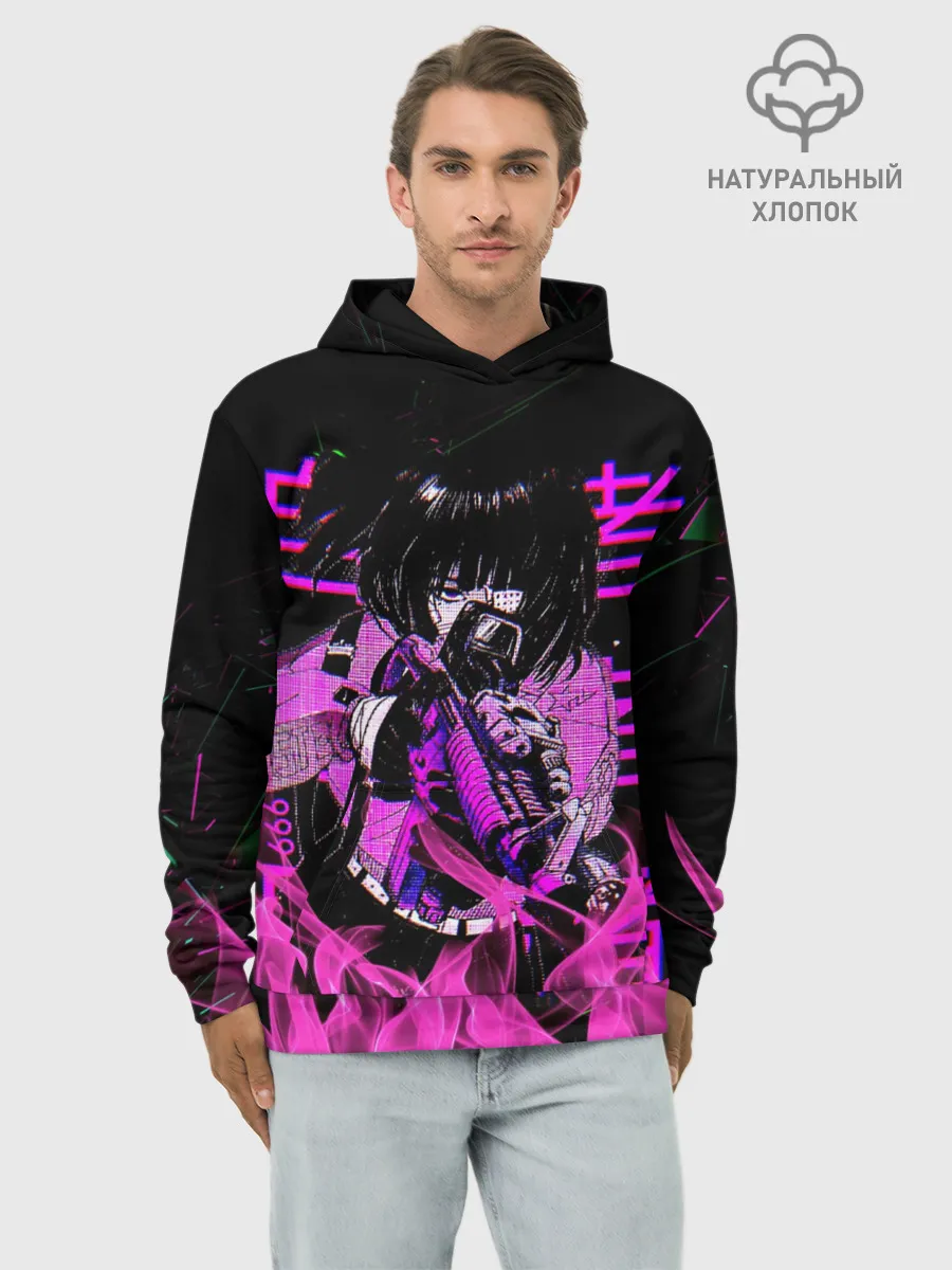 Худи мужской база хлопок / Аниме Девушка Киберпанк