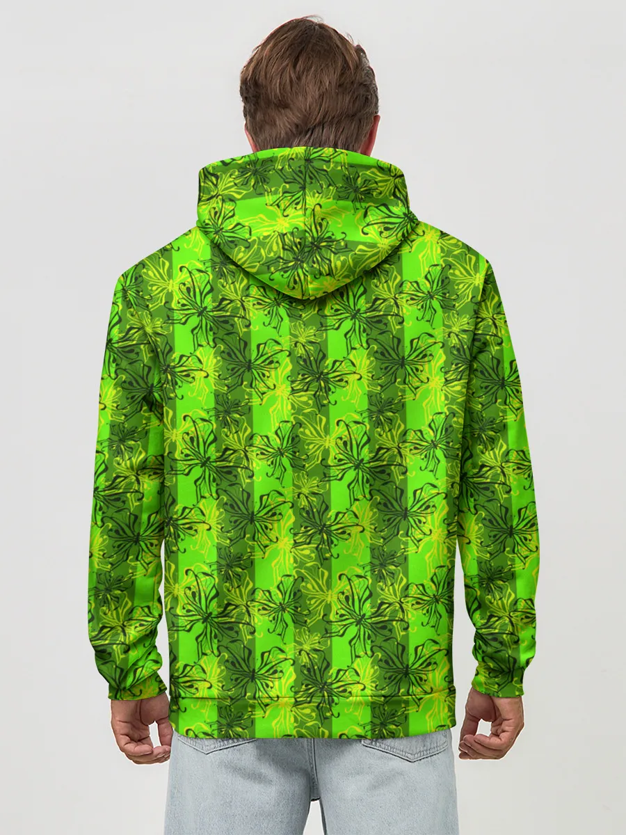 Худи мужской база хлопок / Неоновый полосатый узор