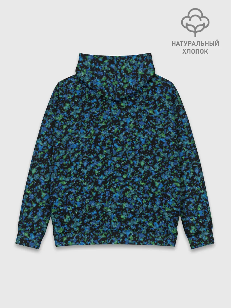 Худи мужской база хлопок / Абстрактный зелено-синий узор