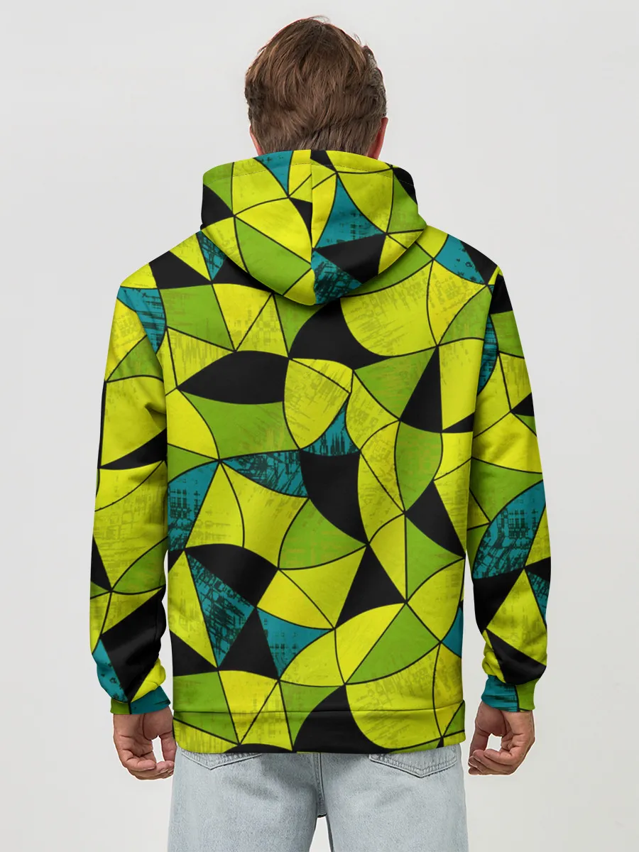 Худи мужской база хлопок / Гранжевый яркий зеленый