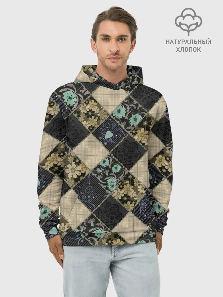 Худи мужской база хлопок / Лоскутное шитье