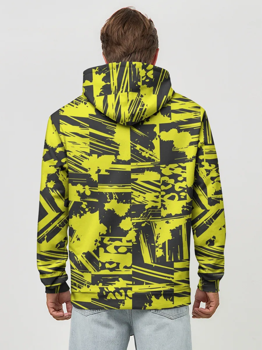 Худи мужской база хлопок / Желтая текстура