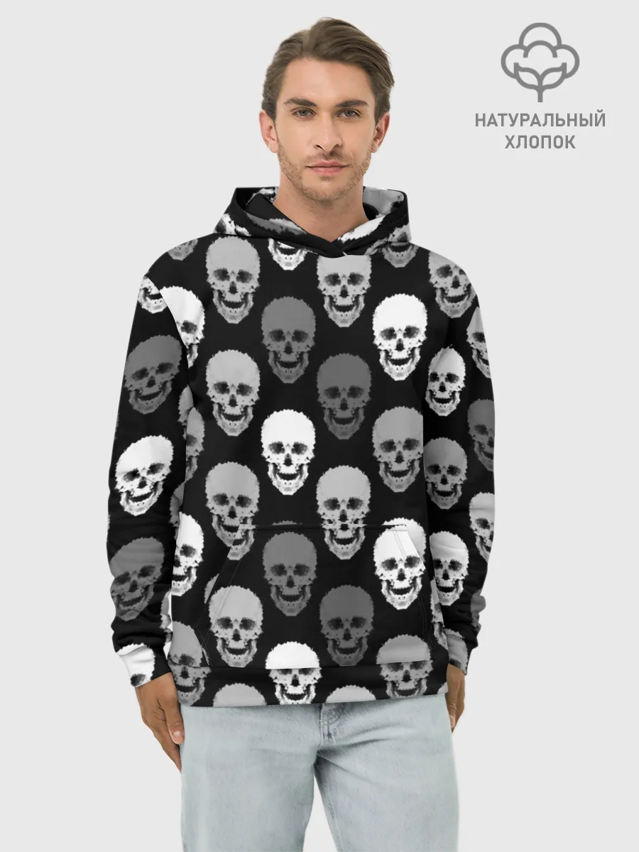 Худи мужской база хлопок / Черно-белый готический