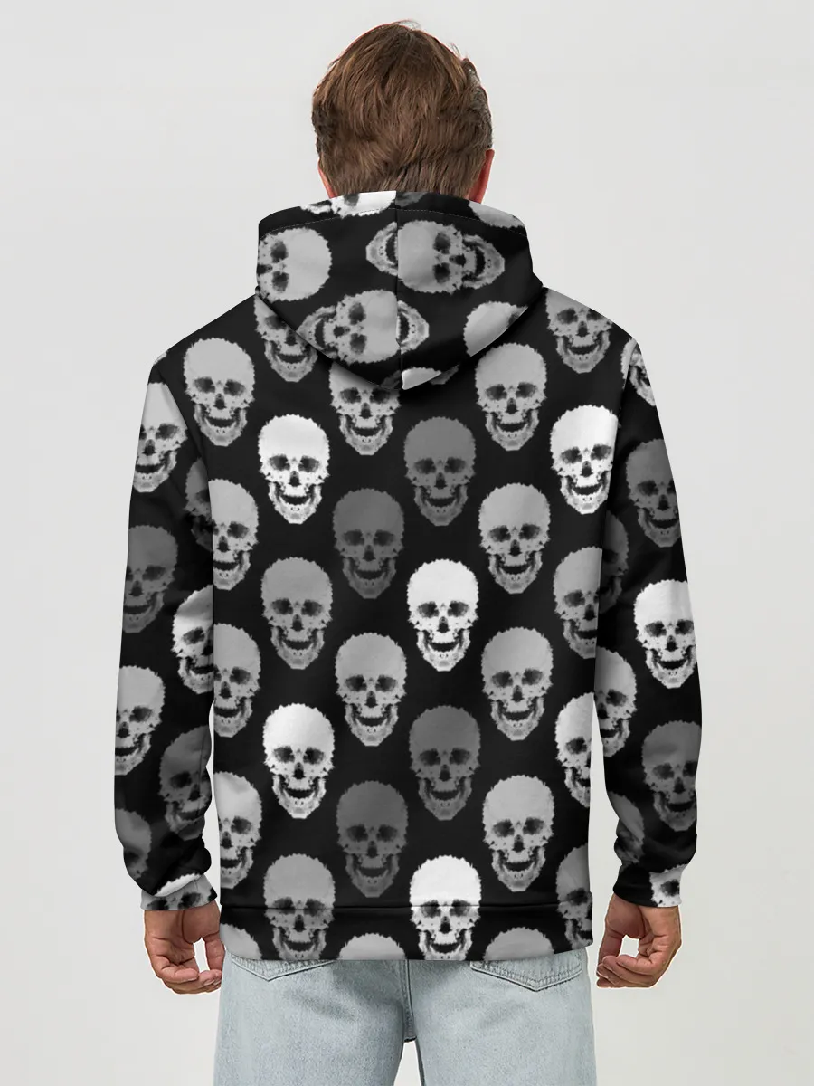 Худи мужской база хлопок / Черно-белый готический