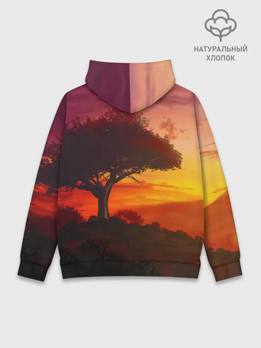 Худи мужской база хлопок / СОЛНЦЕ НАД АФРИКОЙ