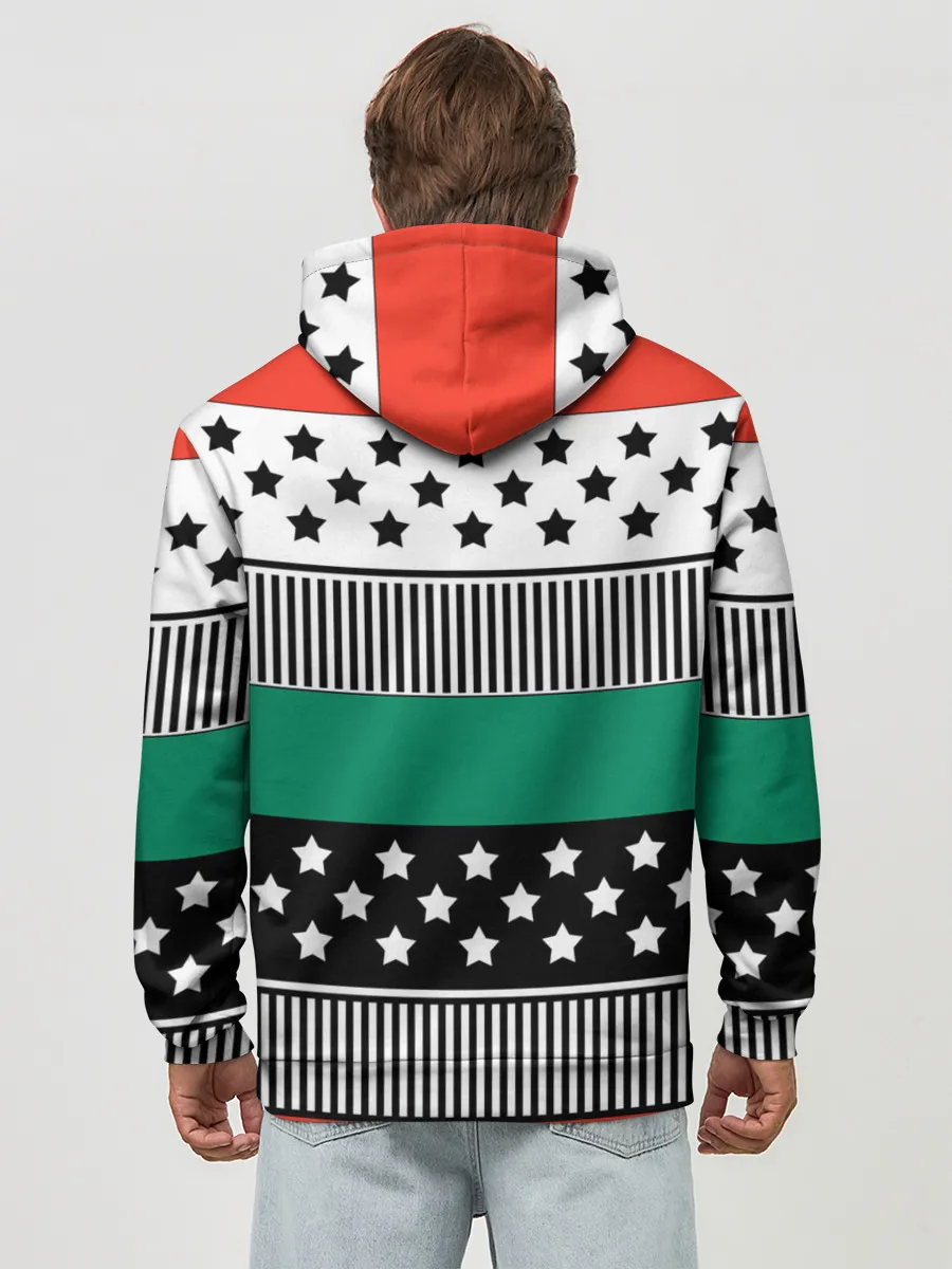 Худи мужской база хлопок / Полосатый звездный узор