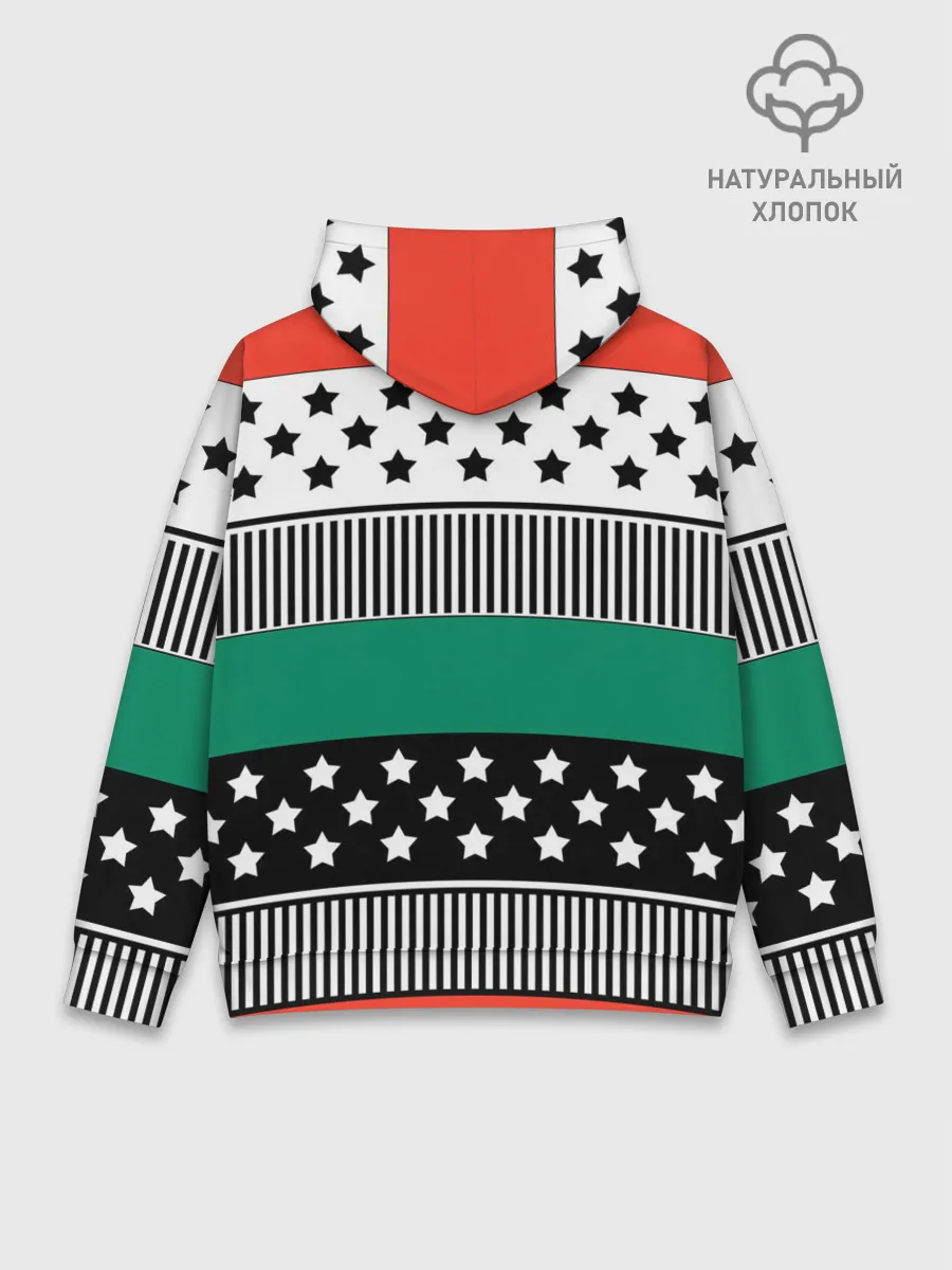 Худи мужской база хлопок / Полосатый звездный узор