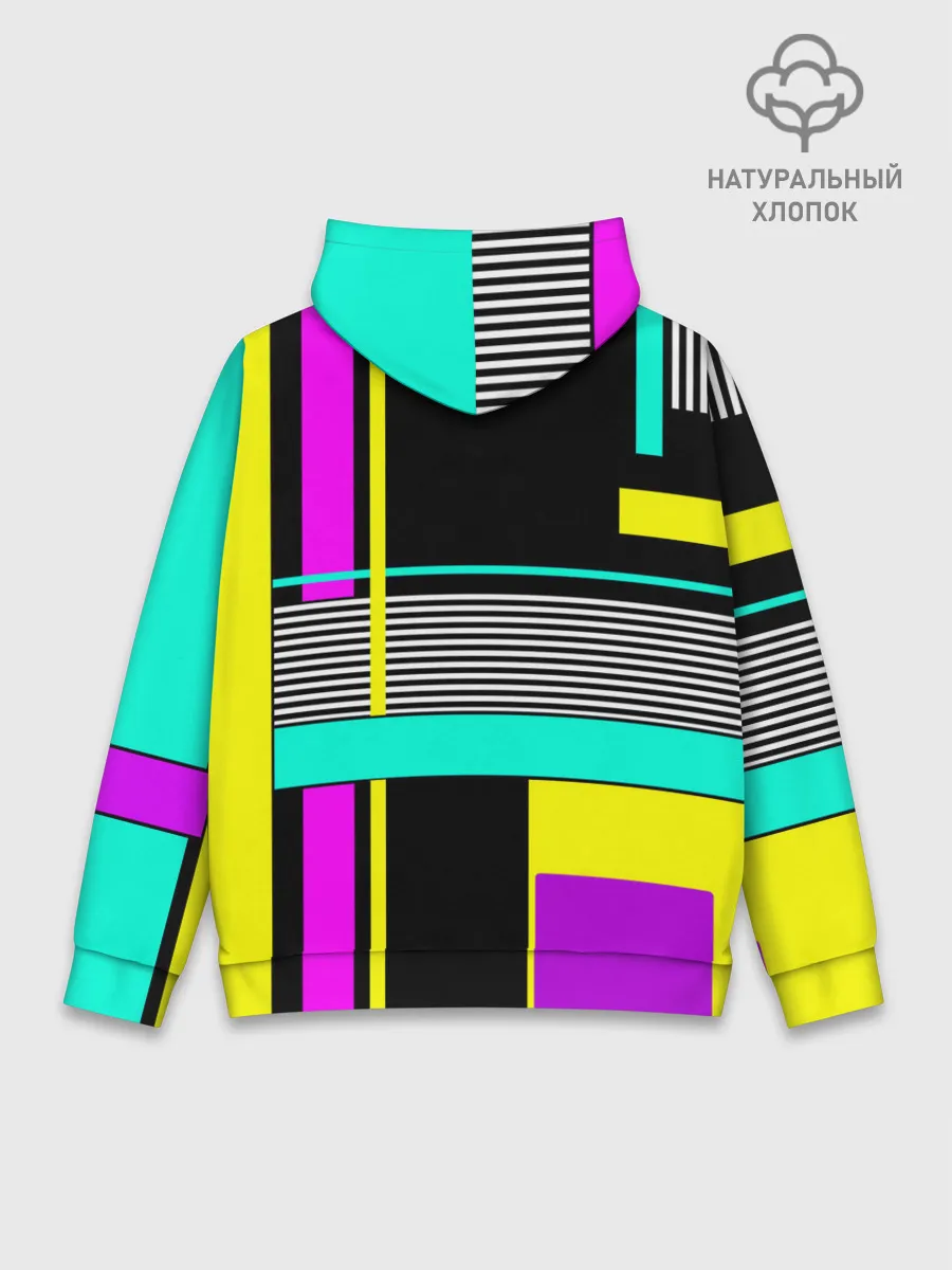 Худи мужской база хлопок / Геометрический неоновый узор