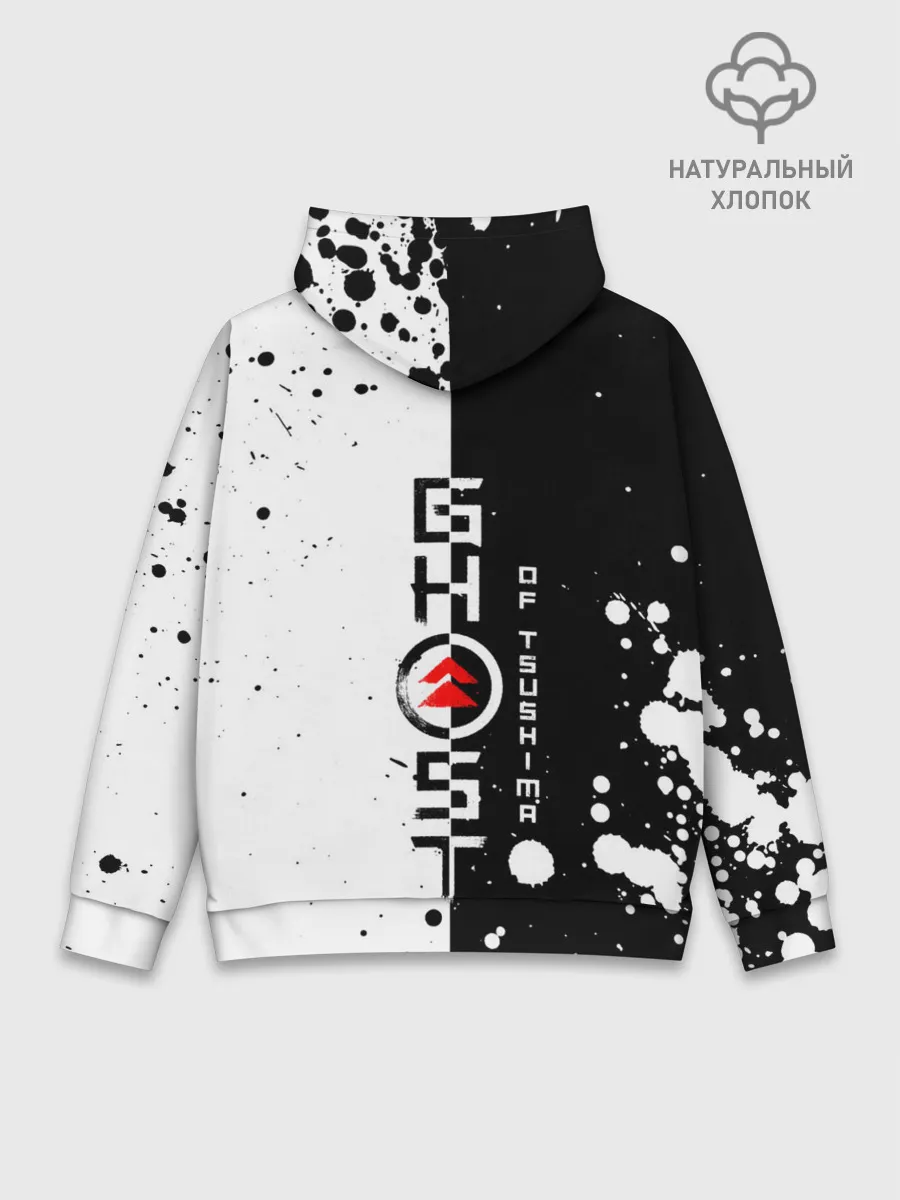 Худи мужской база хлопок / Самурай | ЧБ | Лого