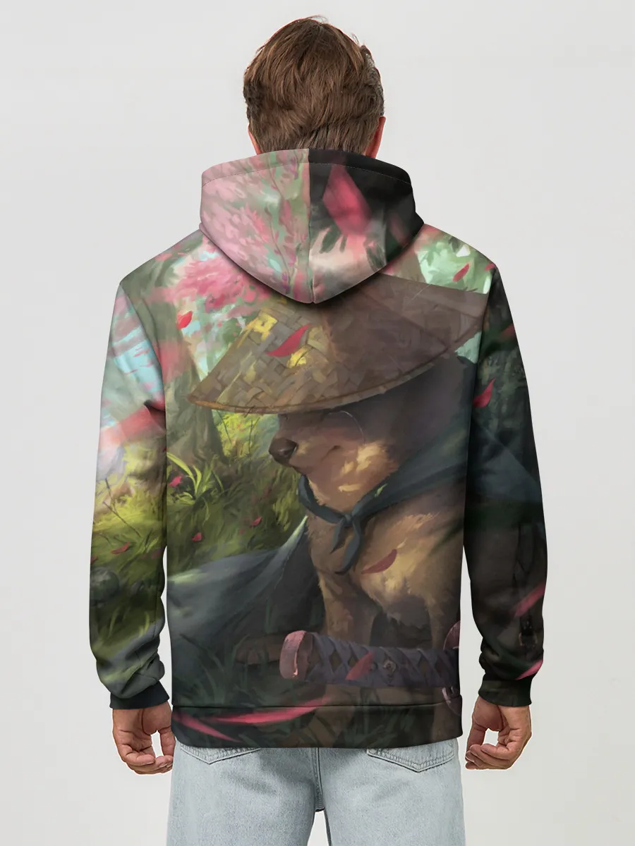 Худи мужской база хлопок / Собака Самурай плачет мем