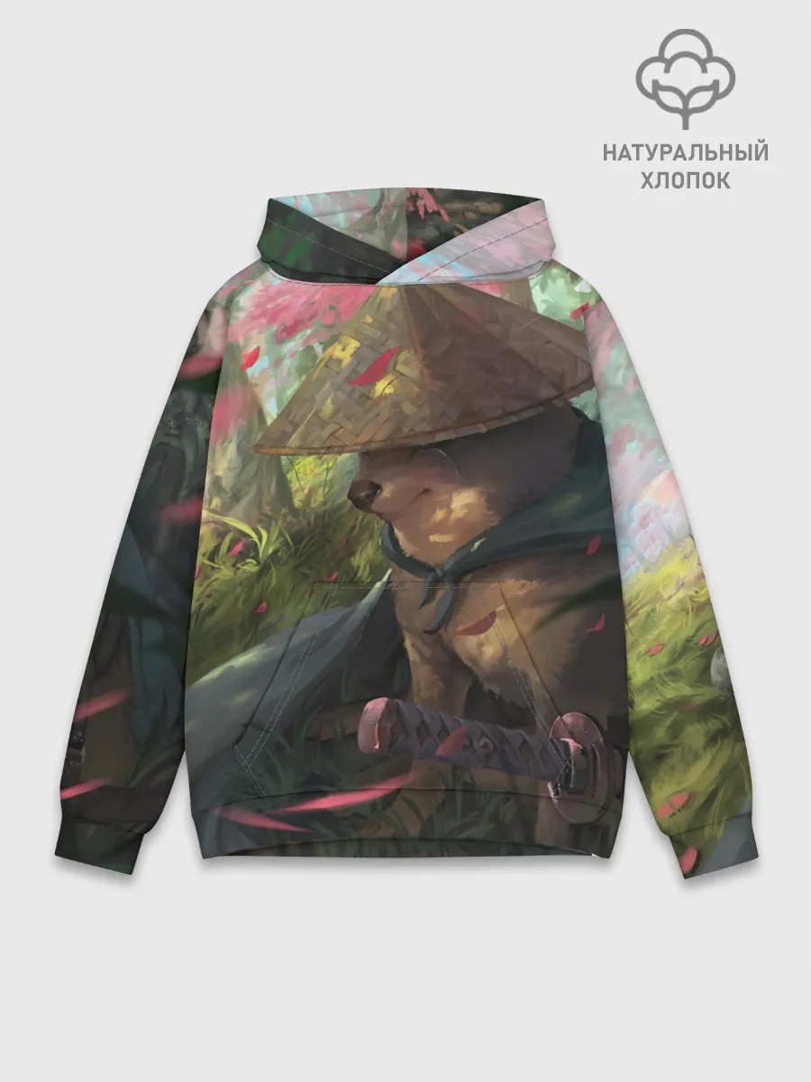 Худи мужской база хлопок / Собака Самурай плачет мем