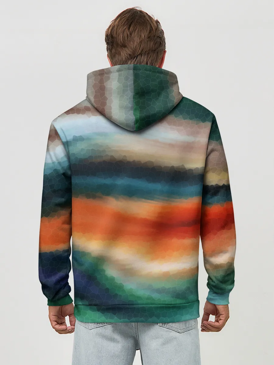 Худи мужской база хлопок / Мозаичный абстрактный узор