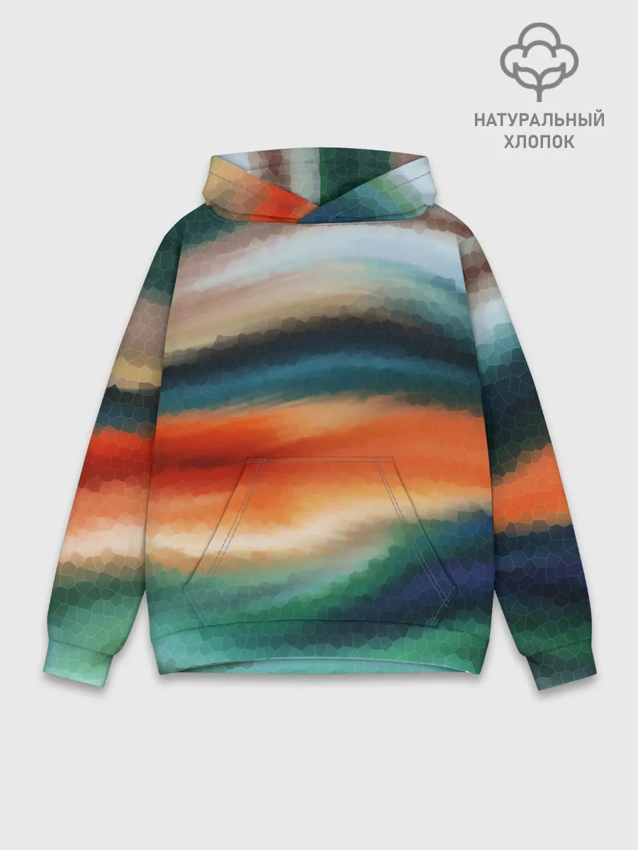 Худи мужской база хлопок / Мозаичный абстрактный узор