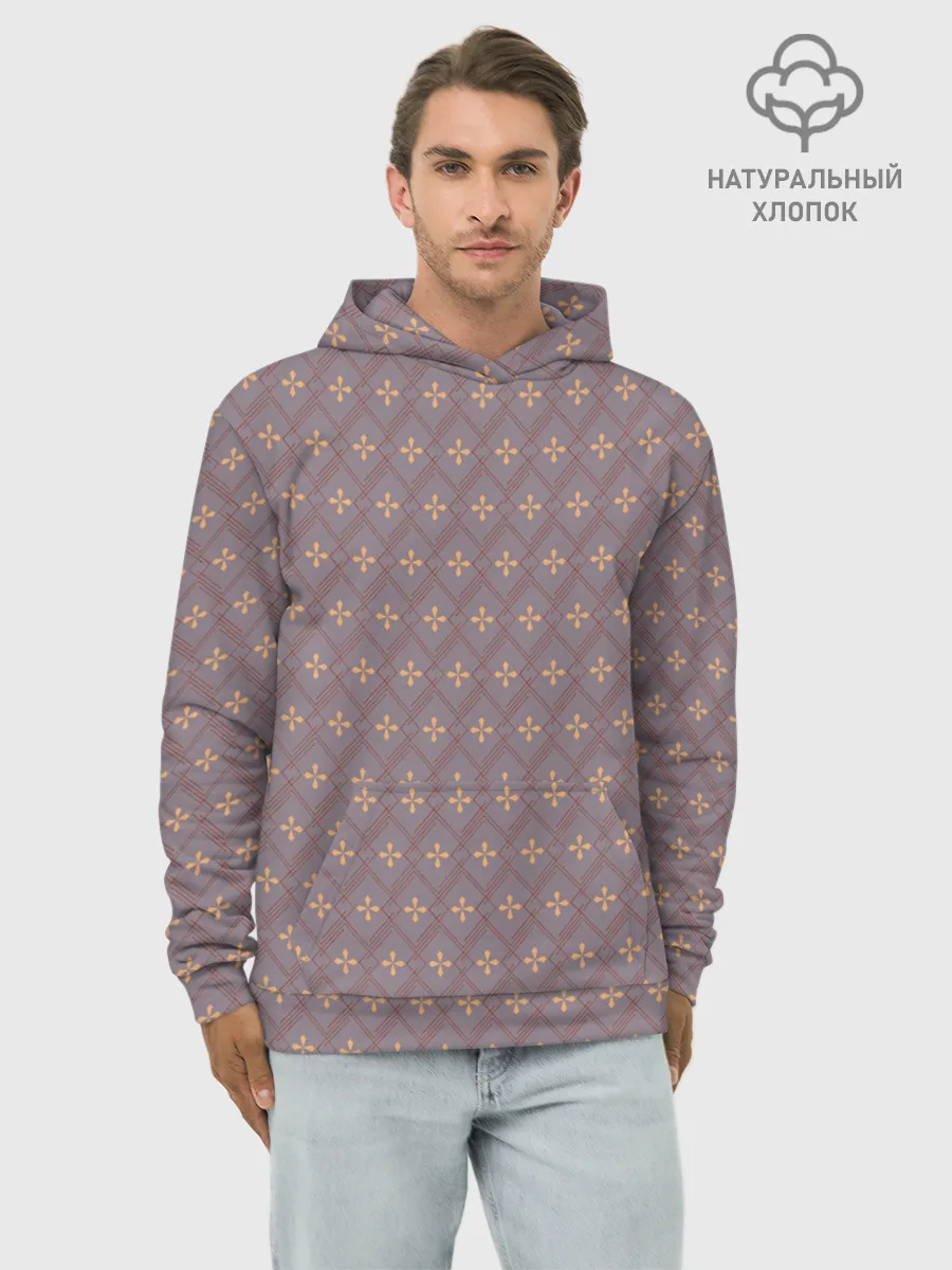 Худи мужской база хлопок / Тонкие ромбы