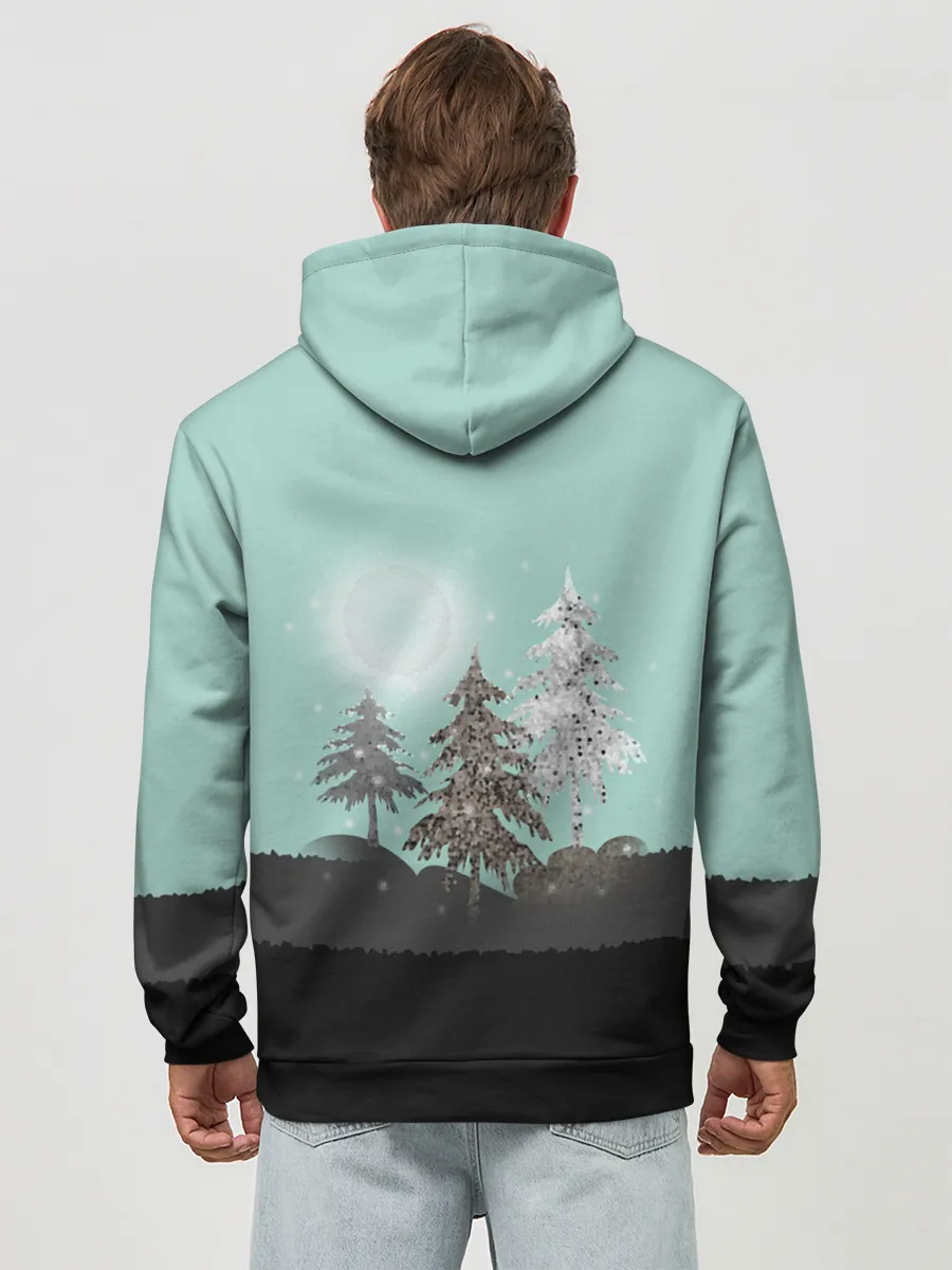 Худи мужской база хлопок / Лес. Мозаичный узор