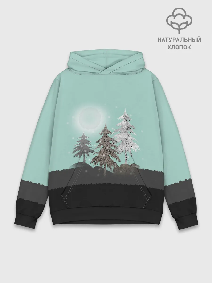 Худи мужской база хлопок / Лес. Мозаичный узор