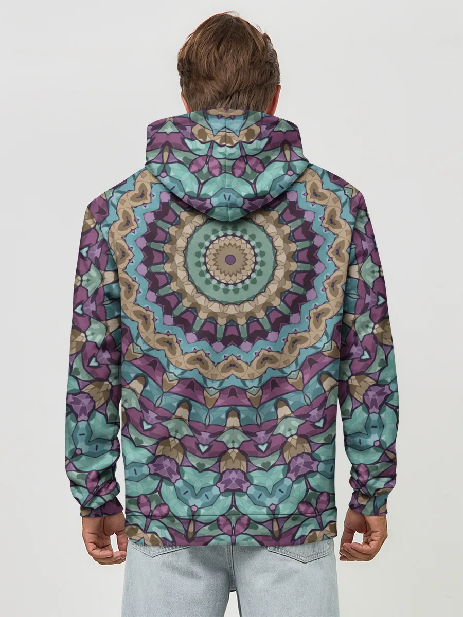 Худи мужской база хлопок / Сиренево-голубой калейдоскоп .