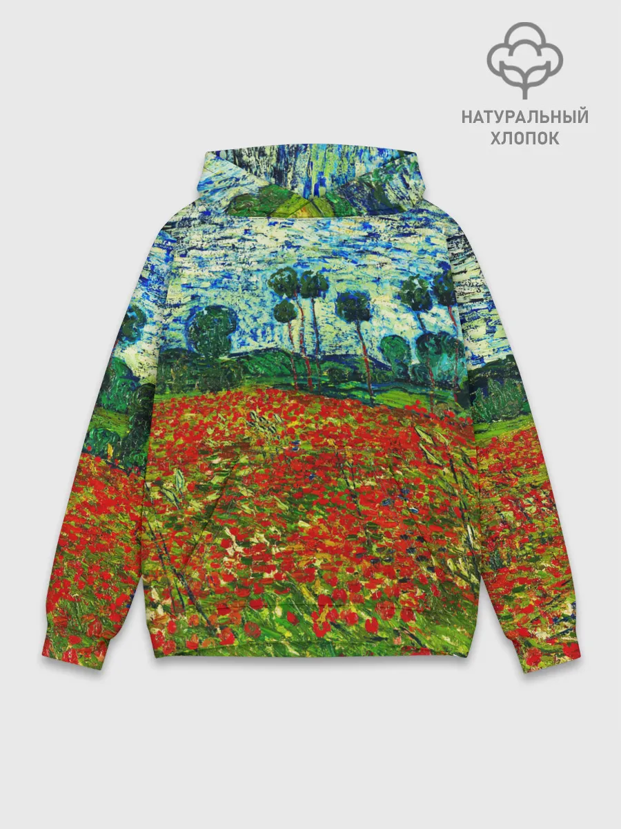Худи мужской база хлопок / Поле с маками, Ван Гог