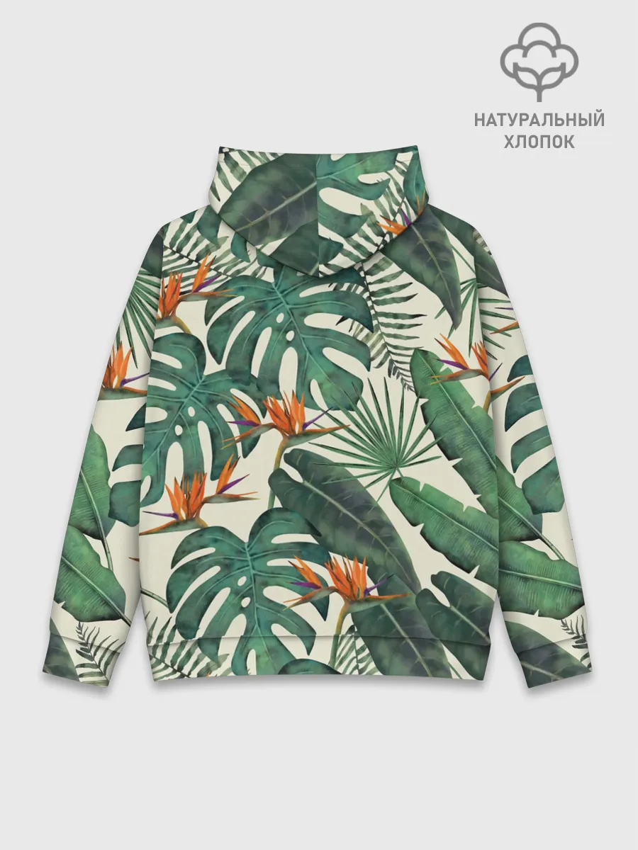 Худи мужской база хлопок / Тропический паттерн